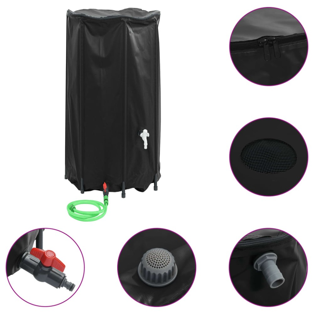 vidaXL Rezervor de apă cu robinet, pliabil, 380 L, PVC