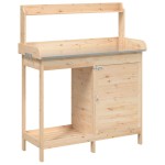 vidaXL Masă de plantare cu dulap, 110,5x45x124,5 cm lemn masiv brad vidaXL Masă de plantare cu dulap, 110,5x45x124,5 cm lemn masiv brad