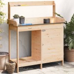 vidaXL Masă de plantare cu dulap, 110,5x45x124,5 cm lemn masiv brad vidaXL Masă de plantare cu dulap, 110,5x45x124,5 cm lemn masiv brad