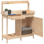 vidaXL Masă de plantare cu dulap, 110,5x45x124,5 cm lemn masiv brad vidaXL Masă de plantare cu dulap, 110,5x45x124,5 cm lemn masiv brad