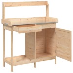 vidaXL Masă de plantare cu dulap, 110,5x45x124,5 cm lemn masiv brad vidaXL Masă de plantare cu dulap, 110,5x45x124,5 cm lemn masiv brad