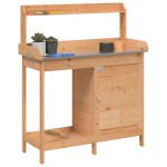 vidaXL Masă plantare cu dulap, maro, 110,5x45x124,5 cm lemn masiv brad vidaXL Masă plantare cu dulap, maro, 110,5x45x124,5 cm lemn masiv brad