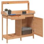 vidaXL Masă plantare cu dulap, maro, 110,5x45x124,5 cm lemn masiv brad vidaXL Masă plantare cu dulap, maro, 110,5x45x124,5 cm lemn masiv brad