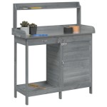 vidaXL Masă plantare cu dulap, gri, 110,5x45x124,5 cm lemn masiv brad vidaXL Masă plantare cu dulap, gri, 110,5x45x124,5 cm lemn masiv brad