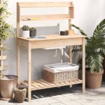 vidaXL Masă plantare cu chiuvetă, 147,5x44x139,5 cm, lemn masiv brad vidaXL Masă plantare cu chiuvetă, 147,5x44x139,5 cm, lemn masiv brad