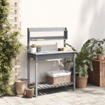 vidaXL Masă plantare cu chiuvetă gri 147,5x44x139,5cm lemn masiv brad vidaXL Masă plantare cu chiuvetă gri 147,5x44x139,5cm lemn masiv brad