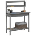 vidaXL Masă plantare cu chiuvetă gri 147,5x44x139,5cm lemn masiv brad vidaXL Masă plantare cu chiuvetă gri 147,5x44x139,5cm lemn masiv brad