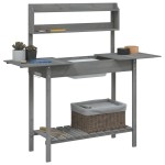 vidaXL Masă plantare cu chiuvetă gri 147,5x44x139,5cm lemn masiv brad vidaXL Masă plantare cu chiuvetă gri 147,5x44x139,5cm lemn masiv brad