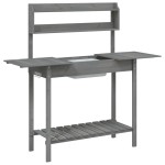 vidaXL Masă plantare cu chiuvetă gri 147,5x44x139,5cm lemn masiv brad vidaXL Masă plantare cu chiuvetă gri 147,5x44x139,5cm lemn masiv brad