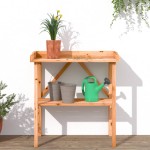 vidaXL Masă de plante cu raft, maro, 78x38x82,5 cm, lemn masiv de brad vidaXL Masă de plante cu raft, maro, 78x38x82,5 cm, lemn masiv de brad