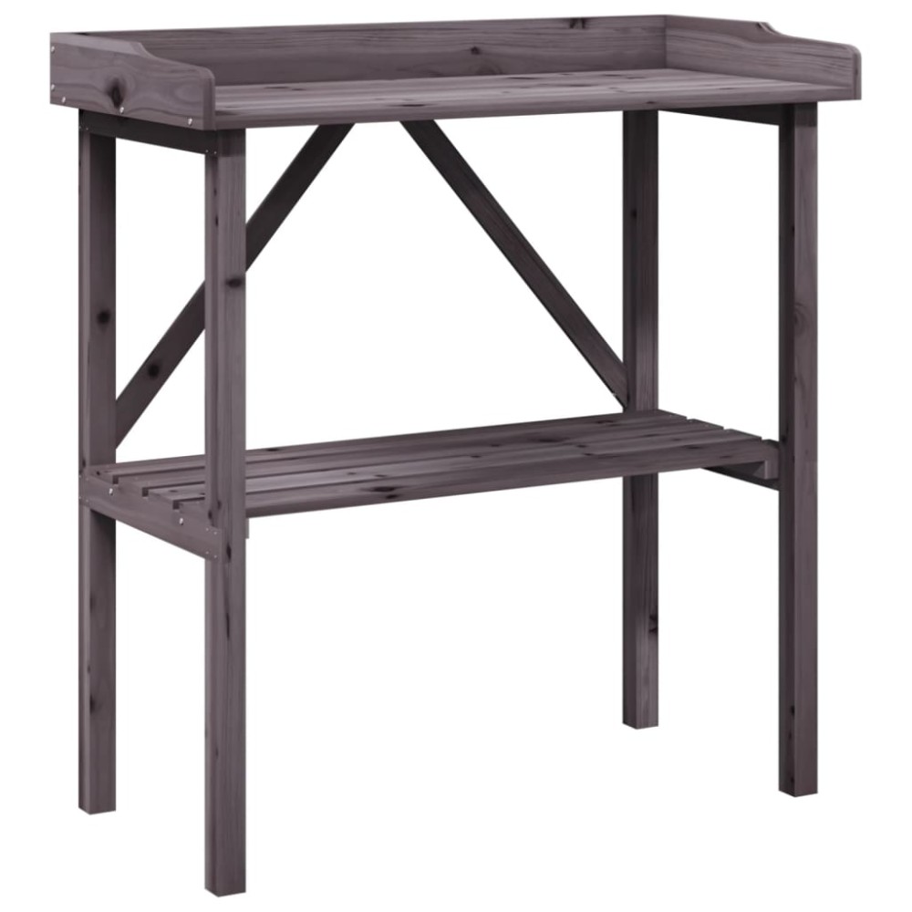 vidaXL Masă de plante cu raft, gri, 78x38x82,5 cm, lemn masiv de brad