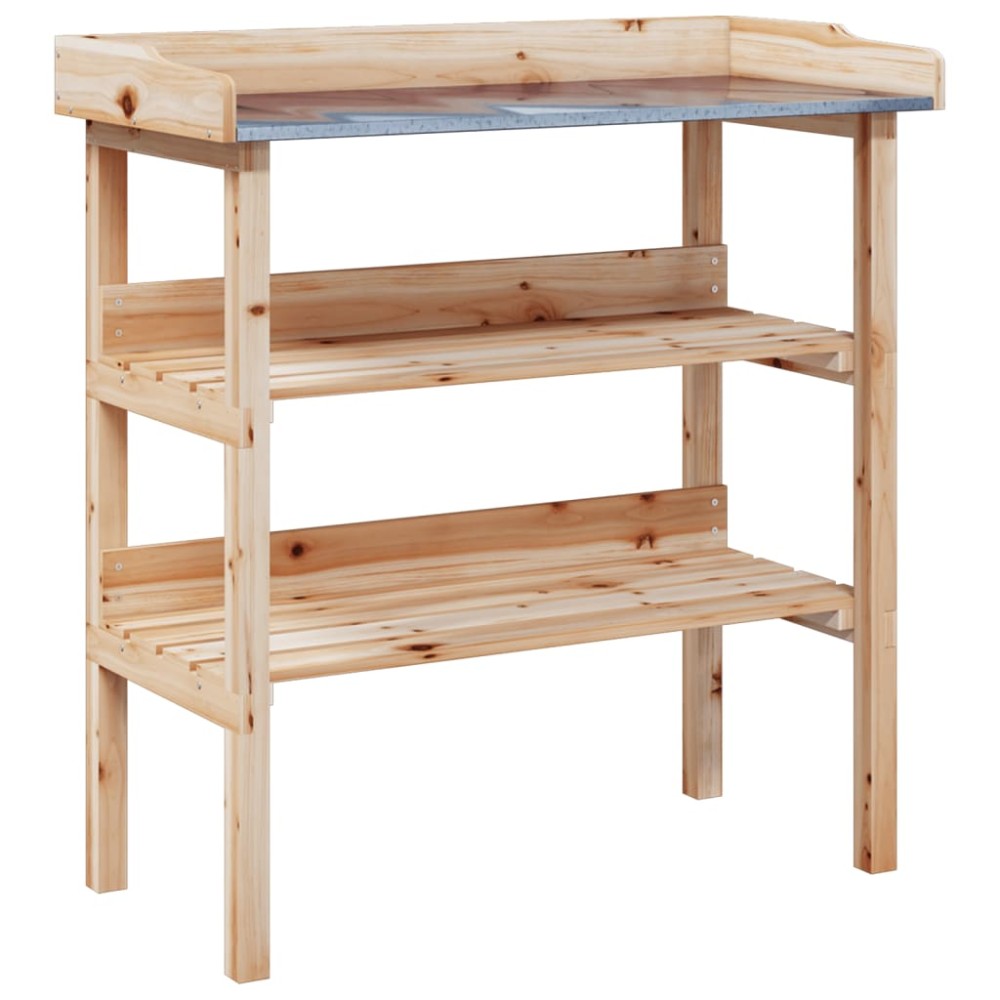 vidaXL Masă de plante cu raft, 78x38x82,5 cm, lemn masiv de brad