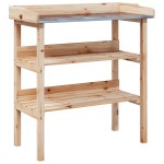 vidaXL Masă de plante cu raft, 78x38x82,5 cm, lemn masiv de brad