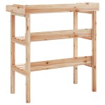 vidaXL Masă de plante cu raft, 78x38x82,5 cm, lemn masiv de brad