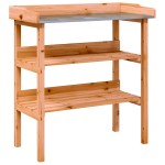vidaXL Masă de plante cu raft, maro, 78x38x82,5 cm, lemn masiv de brad vidaXL Masă de plante cu raft, maro, 78x38x82,5 cm, lemn masiv de brad