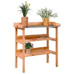 vidaXL Masă de plante cu raft, maro, 78x38x82,5 cm, lemn masiv de brad vidaXL Masă de plante cu raft, maro, 78x38x82,5 cm, lemn masiv de brad