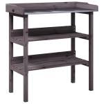 vidaXL Masă de plante cu raft, gri, 78x38x82,5 cm, lemn masiv de brad vidaXL Masă de plante cu raft, gri, 78x38x82,5 cm, lemn masiv de brad