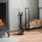 vidaXL Set de unelte pentru șemineu, 5 piese, 18x56 cm, oțel vidaXL Set de unelte pentru șemineu, 5 piese, 18x56 cm, oțel
