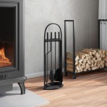vidaXL Set de unelte pentru șemineu, 5 piese, 23x15x66 cm, oțel vidaXL Set de unelte pentru șemineu, 5 piese, 23x15x66 cm, oțel
