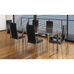 vidaXL Scaune de sufragerie, 6 buc., negru, piele ecologică