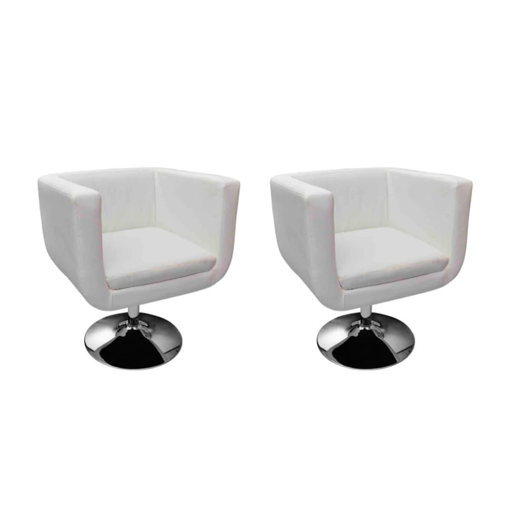 vidaXL Scaune de bar, 2 buc., alb, piele artificială