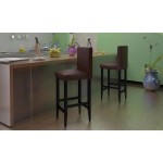 vidaXL Scaune de bar, 4 buc., maro închis, piele ecologică