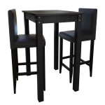 Masă de bar cu 2 scaune de bar, negru Masă de bar cu 2 scaune de bar, negru