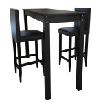 Masă de bar cu 2 scaune de bar negre Masă de bar cu 2 scaune de bar negre