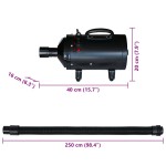 vidaXL Uscător de păr pentru câini cu 3 duze, negru, 2400 W