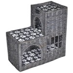 vidaXL Casă ansamblu de pisici/pat/stâlp de zgâriat, cu pernă, răchită vidaXL Casă ansamblu de pisici/pat/stâlp de zgâriat, cu pernă, răchită