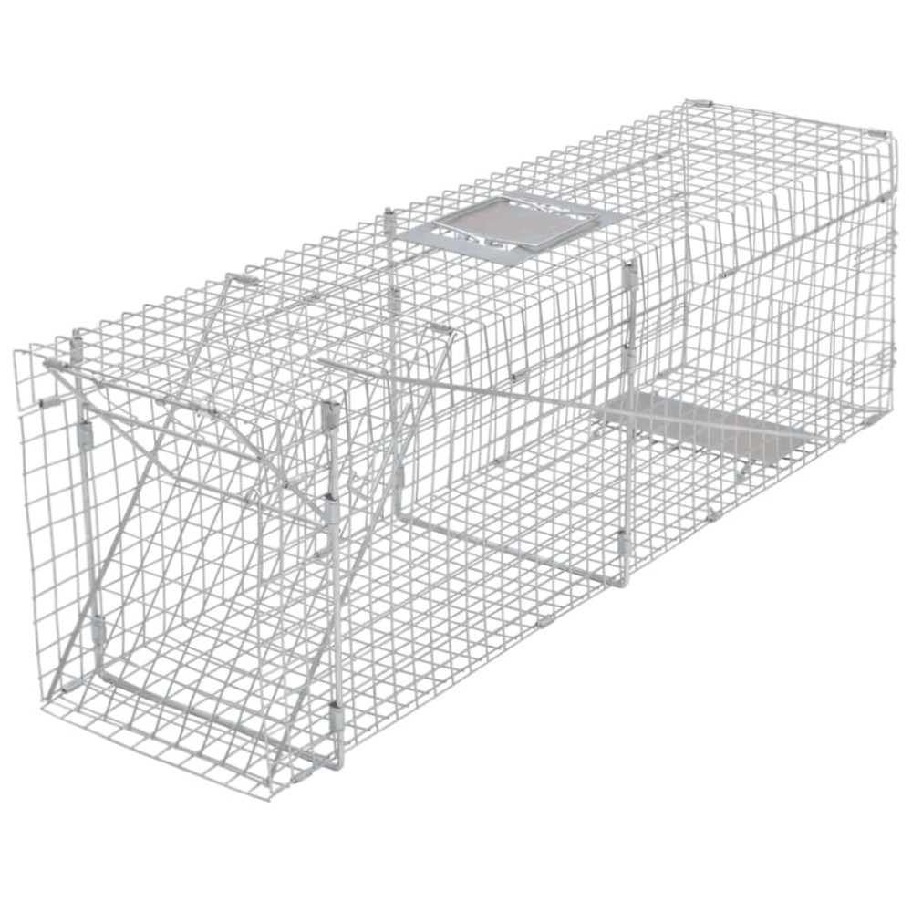 vidaXL Cușcă galvanizată tip capcană, 100 cm