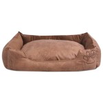 vidaXL Pat pentru câini cu pernă, bej, mărime S, piele ecologică PU vidaXL Pat pentru câini cu pernă, bej, mărime S, piele ecologică PU