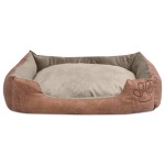 vidaXL Pat pentru câini cu pernă, bej, mărime L, piele ecologică PU vidaXL Pat pentru câini cu pernă, bej, mărime L, piele ecologică PU