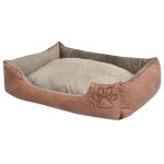 vidaXL Pat pentru câini cu pernă, bej, mărime XL, piele ecologică PU vidaXL Pat pentru câini cu pernă, bej, mărime XL, piele ecologică PU