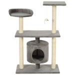 vidaXL Ansamblu pentru pisici cu stâlpi din funie de sisal, 95 cm Gri vidaXL Ansamblu pentru pisici cu stâlpi din funie de sisal, 95 cm Gri