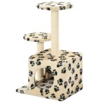 vidaXL Ansamblu pisici, stâlpi funie sisal, 60cm, imprimeu lăbuțe, bej vidaXL Ansamblu pisici, stâlpi funie sisal, 60cm, imprimeu lăbuțe, bej