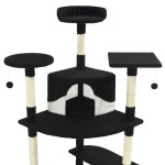 vidaXL Ansamblu pisici, stâlpi din funie de sisal 203 cm Negru și alb