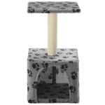 vidaXL Ansamblu pisici, stâlp funie sisal, gri, 55 cm, imprimeu lăbuțe