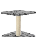 vidaXL Ansamblu pisici, stâlp funie sisal, gri, 55 cm, imprimeu lăbuțe