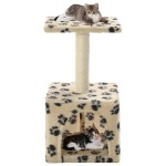 vidaXL Ansamblu pisici, stâlp funie sisal, bej, 55 cm, imprimeu lăbuțe vidaXL Ansamblu pisici, stâlp funie sisal, bej, 55 cm, imprimeu lăbuțe