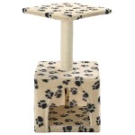 vidaXL Ansamblu pisici, stâlp funie sisal, bej, 55 cm, imprimeu lăbuțe vidaXL Ansamblu pisici, stâlp funie sisal, bej, 55 cm, imprimeu lăbuțe