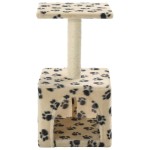 vidaXL Ansamblu pisici, stâlp funie sisal, bej, 55 cm, imprimeu lăbuțe vidaXL Ansamblu pisici, stâlp funie sisal, bej, 55 cm, imprimeu lăbuțe