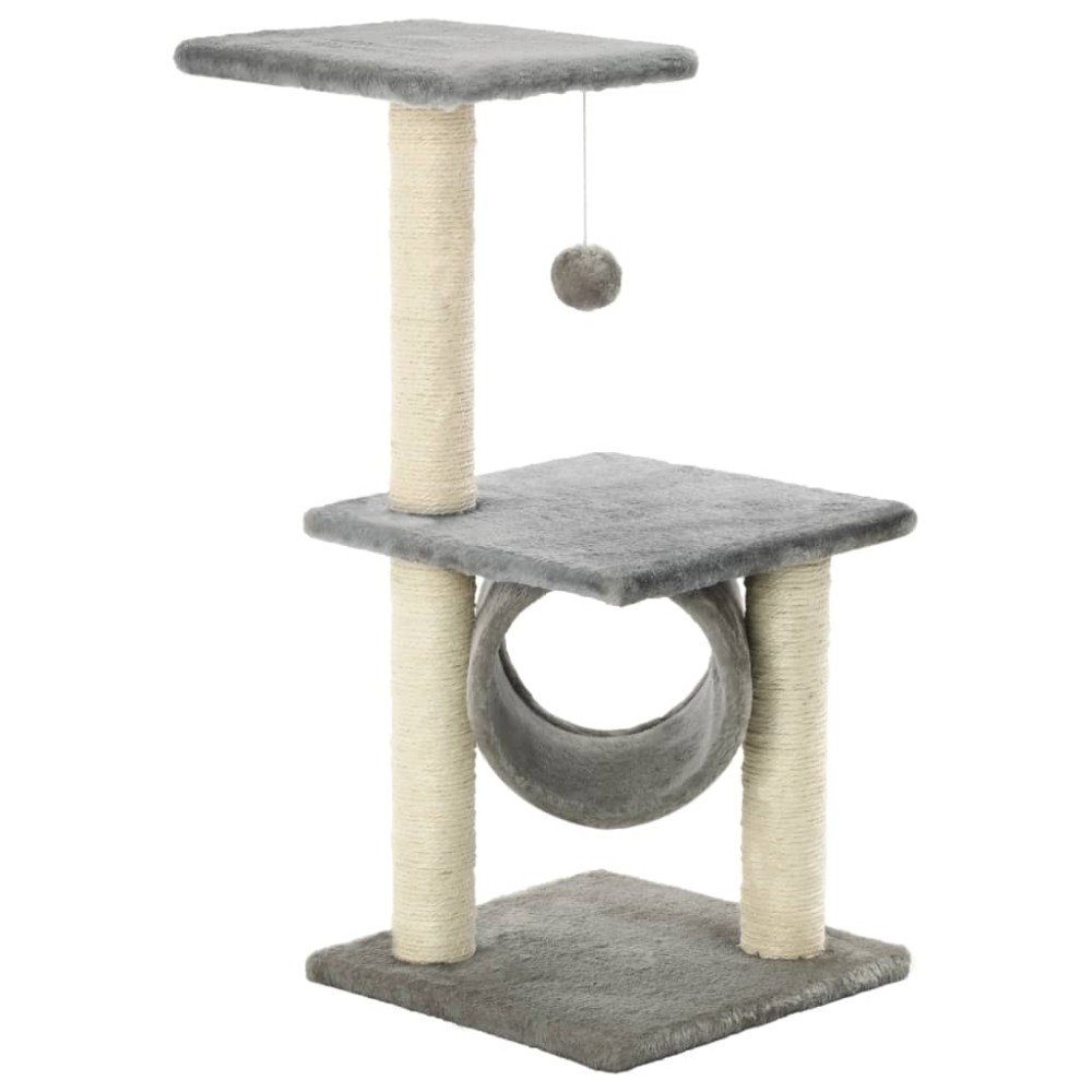 vidaXL Ansamblu pentru pisici cu stâlpi din funie de sisal, gri, 65 cm