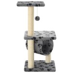 vidaXL Ansamblu pisici cu stâlpi funie sisal gri 65 cm imprimeu lăbuțe