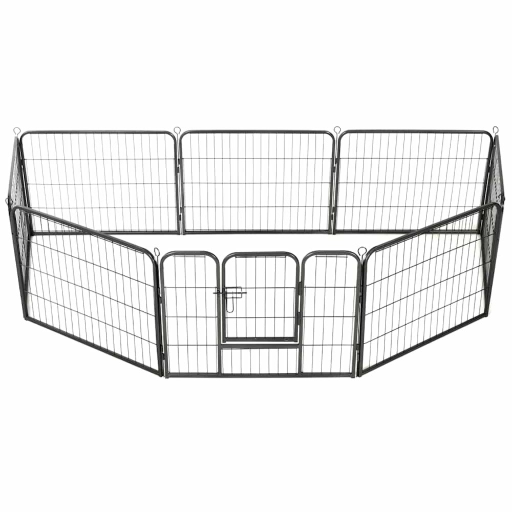 vidaXL Țarc pentru câini, 8 panouri, oțel, 80x60 cm, negru