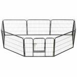 vidaXL Țarc pentru câini, 8 panouri, oțel, 80x60 cm, negru vidaXL Țarc pentru câini, 8 panouri, oțel, 80x60 cm, negru