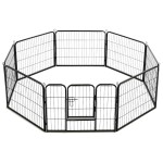 vidaXL Țarc pentru câini, 8 panouri, oțel, 80x60 cm, negru vidaXL Țarc pentru câini, 8 panouri, oțel, 80x60 cm, negru