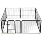 vidaXL Țarc pentru câini, 8 panouri, oțel, 80x60 cm, negru vidaXL Țarc pentru câini, 8 panouri, oțel, 80x60 cm, negru