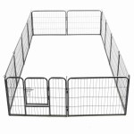 vidaXL Țarc pentru câini, 12 panouri, negru, 80 x 60 cm, oțel vidaXL Țarc pentru câini, 12 panouri, negru, 80 x 60 cm, oțel