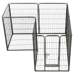 vidaXL Țarc pentru câini, 8 panouri, oțel, 80 x 100 cm, negru vidaXL Țarc pentru câini, 8 panouri, oțel, 80 x 100 cm, negru